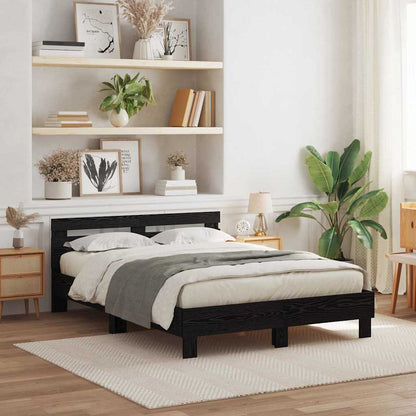 Bed Frame with LED Black Oak 140 x 190 cm Engineered Wood