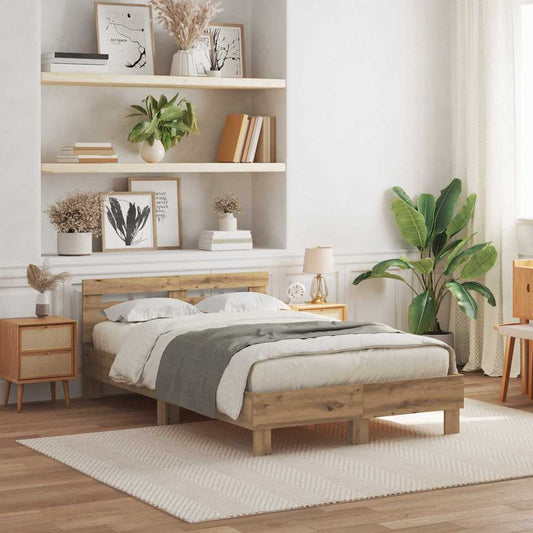 Bed Frame Artisan Oak 135 x 190 cm Engineered Wood