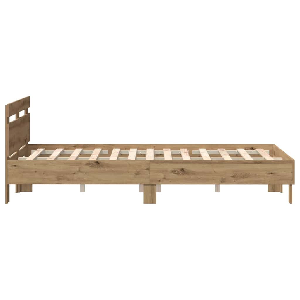 Bed Frame Artisan Oak 135 x 190 cm Engineered Wood