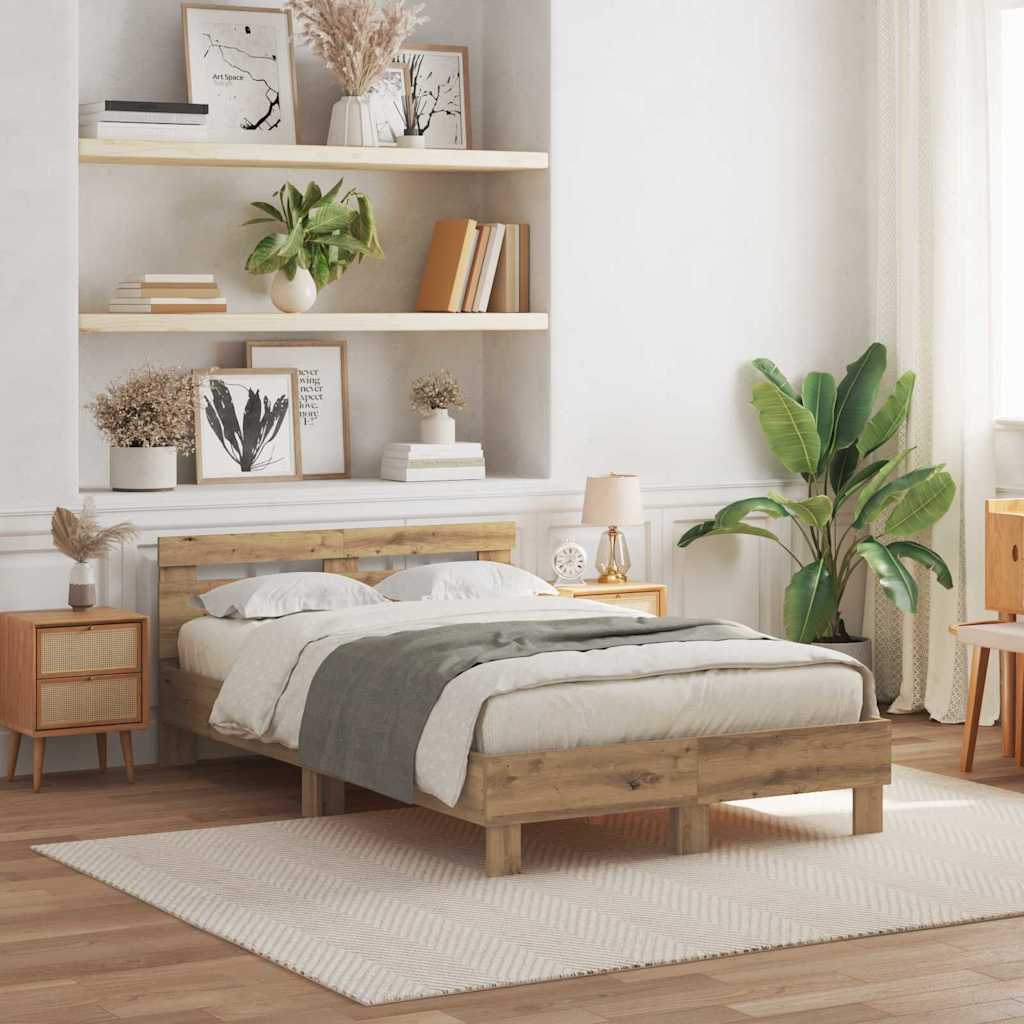 Bed Frame Artisan Oak 120 x 190 cm Engineered Wood