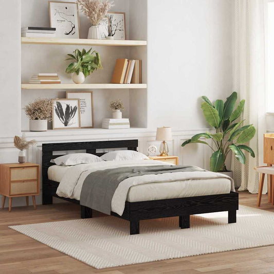 Bed Frame with Headboard Black Oak 120 x 190 cm Engineered Wood
