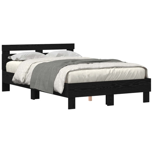 Bed Frame with Headboard Black Oak 120 x 190 cm Engineered Wood