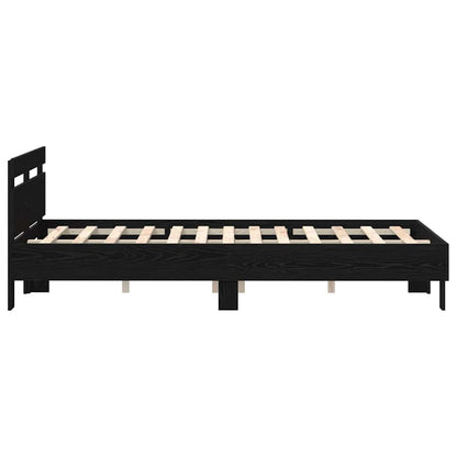 Bed Frame with LED Black Oak 120 x 190 cm Engineered Wood