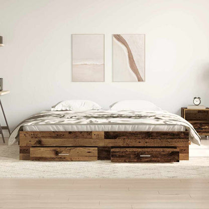 Bed Frame with Drawer Old Wood 180 x 200 cm Engineered Wood