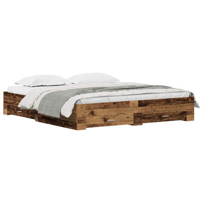 Bed Frame with Drawer Old Wood 180 x 200 cm Engineered Wood