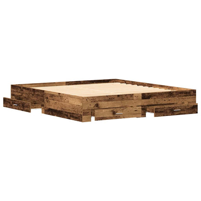 Bed Frame with Drawer Old Wood 180 x 200 cm Engineered Wood