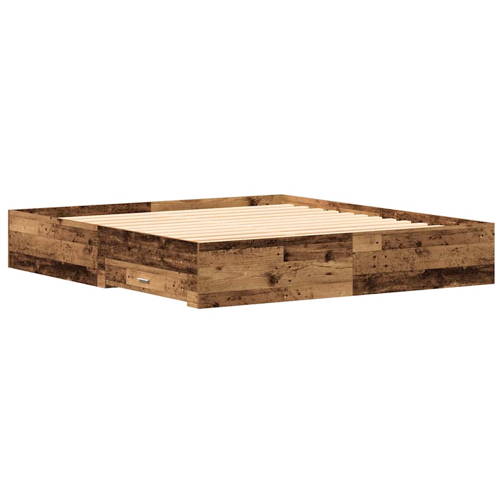Bed Frame with Drawer Old Wood 180 x 200 cm Engineered Wood