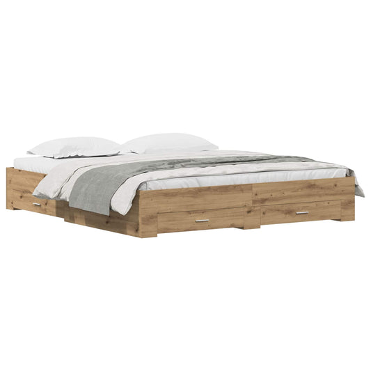 Bed Frame with Drawer Artisan Oak 180 x 200 cm Engineered Wood