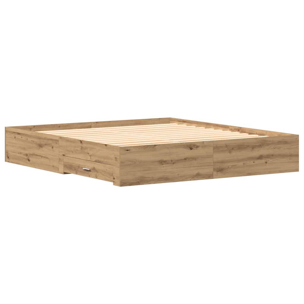 Bed Frame with Drawer Artisan Oak 180 x 200 cm Engineered Wood