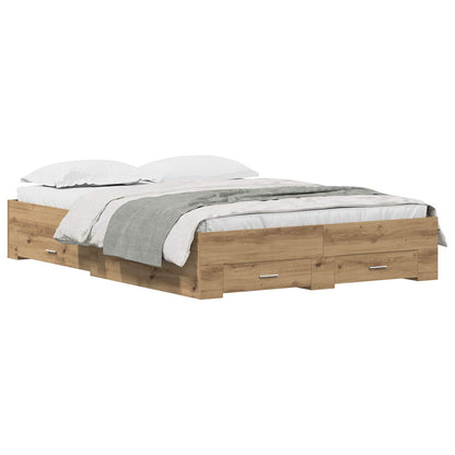 Bed Frame with Drawer Artisan Oak 160 x 200 cm Engineered Wood
