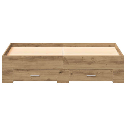 Bed Frame with Drawer Artisan Oak 140 x 200 cm Engineered Wood