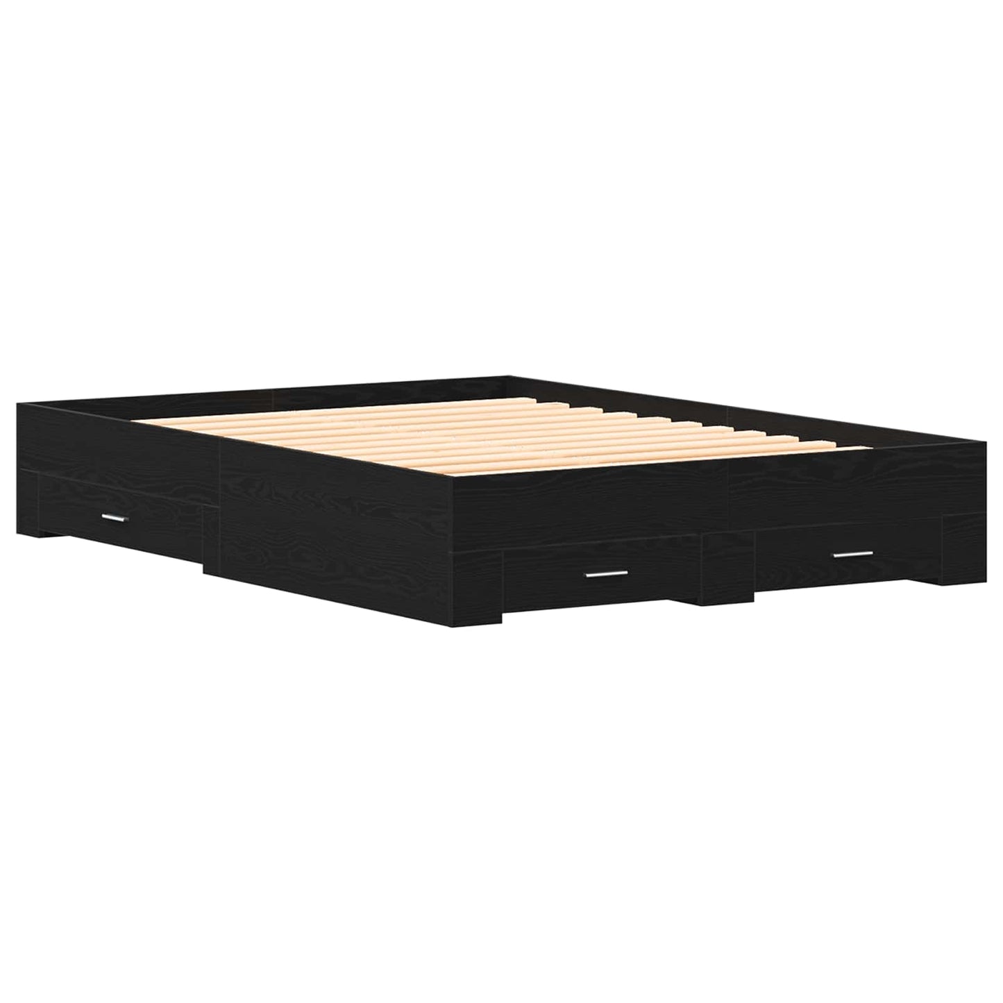 Bed Frame with Drawer Black Oak 140 x 200 cm Engineered Wood