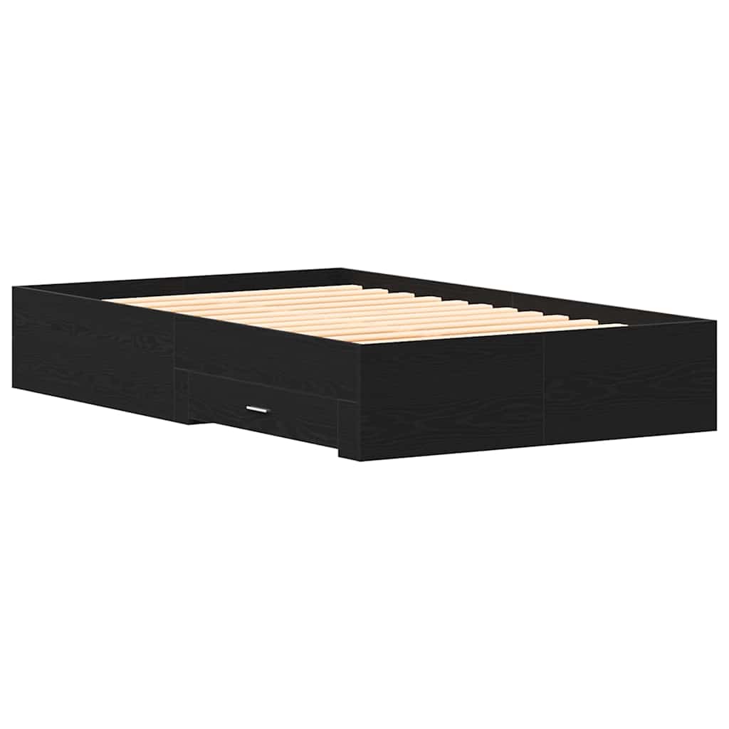 Bed Frame with Drawer Black Oak 120 x 200 cm Engineered Wood