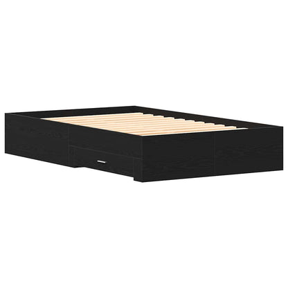 Bed Frame with Drawer Black Oak 120 x 200 cm Engineered Wood