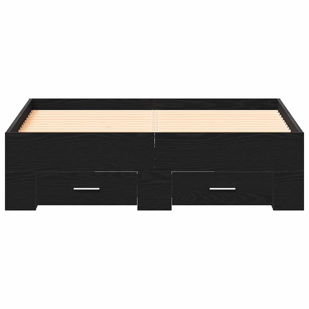 Bed Frame with Drawer Black Oak 120 x 200 cm Engineered Wood