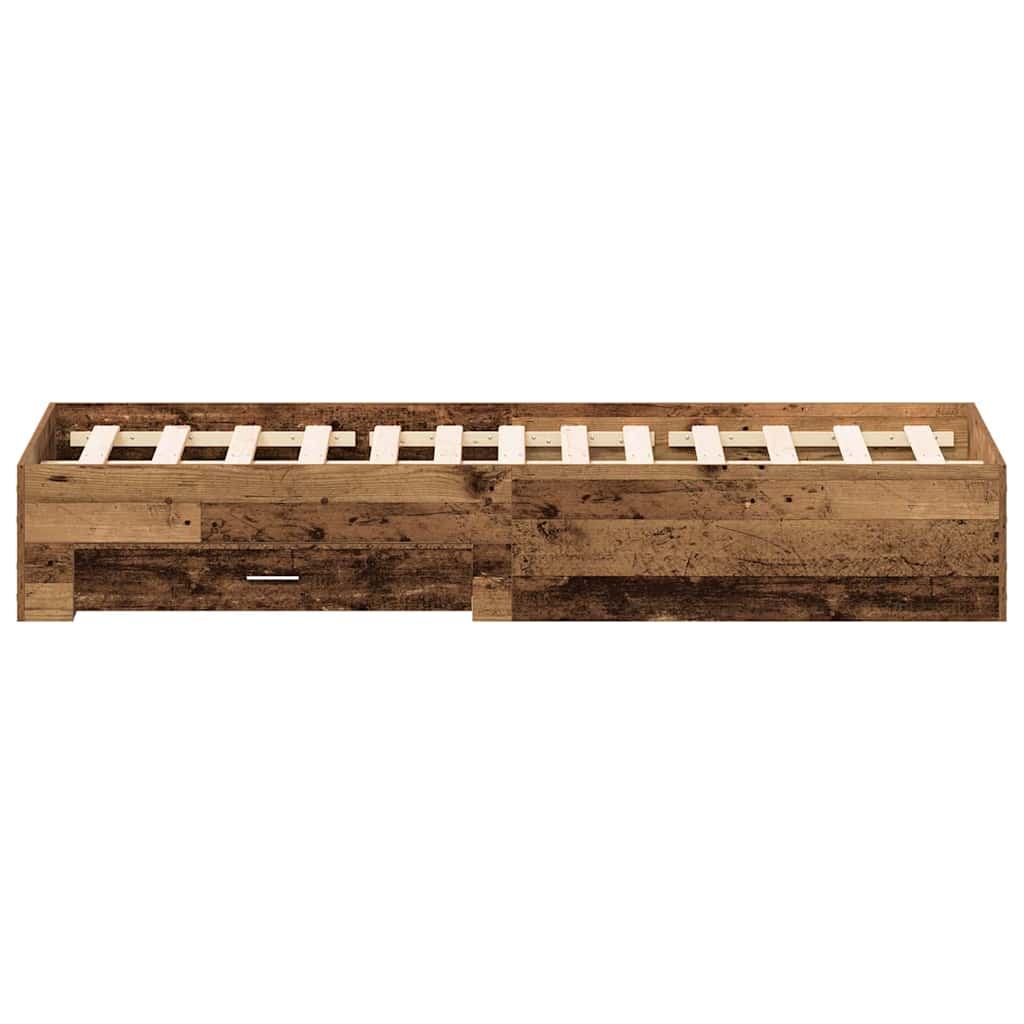 Bed Frame with Drawer Old Wood 140 x 190 cm Engineered Wood