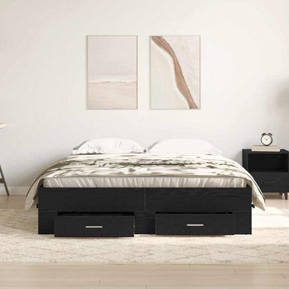 Bed Frame with Drawer Black Oak 140 x 190 cm Engineered Wood