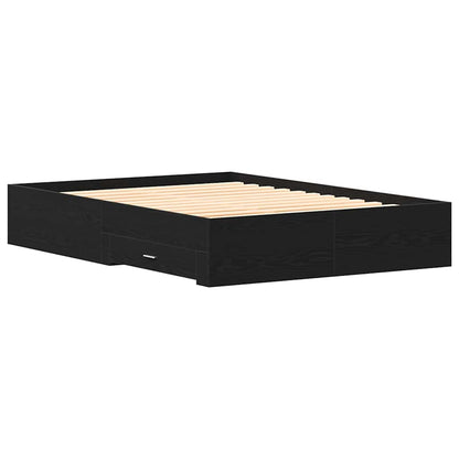 Bed Frame with Drawer Black Oak 140 x 190 cm Engineered Wood
