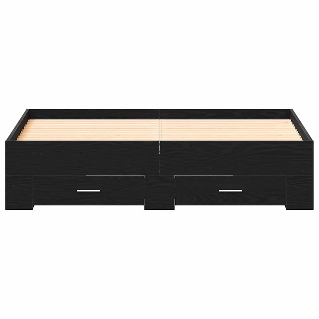 Bed Frame with Drawer Black Oak 140 x 190 cm Engineered Wood