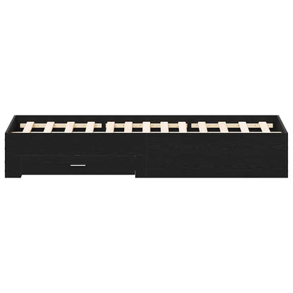 Bed Frame with Drawer Black Oak 140 x 190 cm Engineered Wood