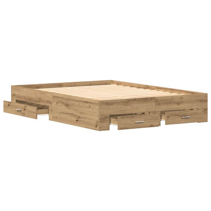 Bed Frame with Drawer Artisan Oak 135 x 190 cm Engineered Wood