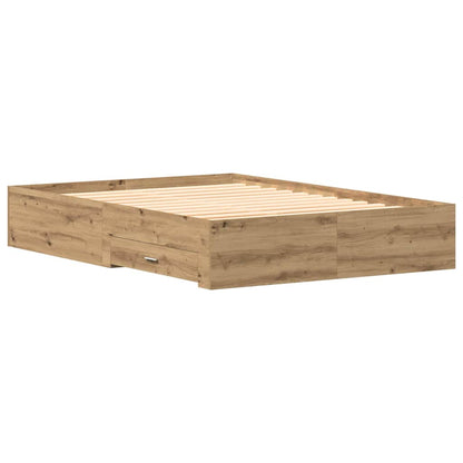 Bed Frame with Drawer Artisan Oak 135 x 190 cm Engineered Wood