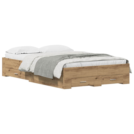 Bed Frame with Drawer Artisan Oak 120 x 190 cm Engineered Wood