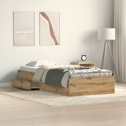 Bed Frame with Drawer Artisan Oak 100 x 200 cm Engineered Wood
