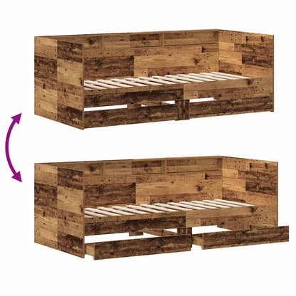 Daybed with Headboard Old Wood 100 x 200 cm Engineered Wood
