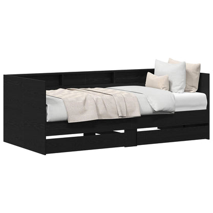 Daybed with Headboard Black Oak 100 x 200 cm Engineered Wood