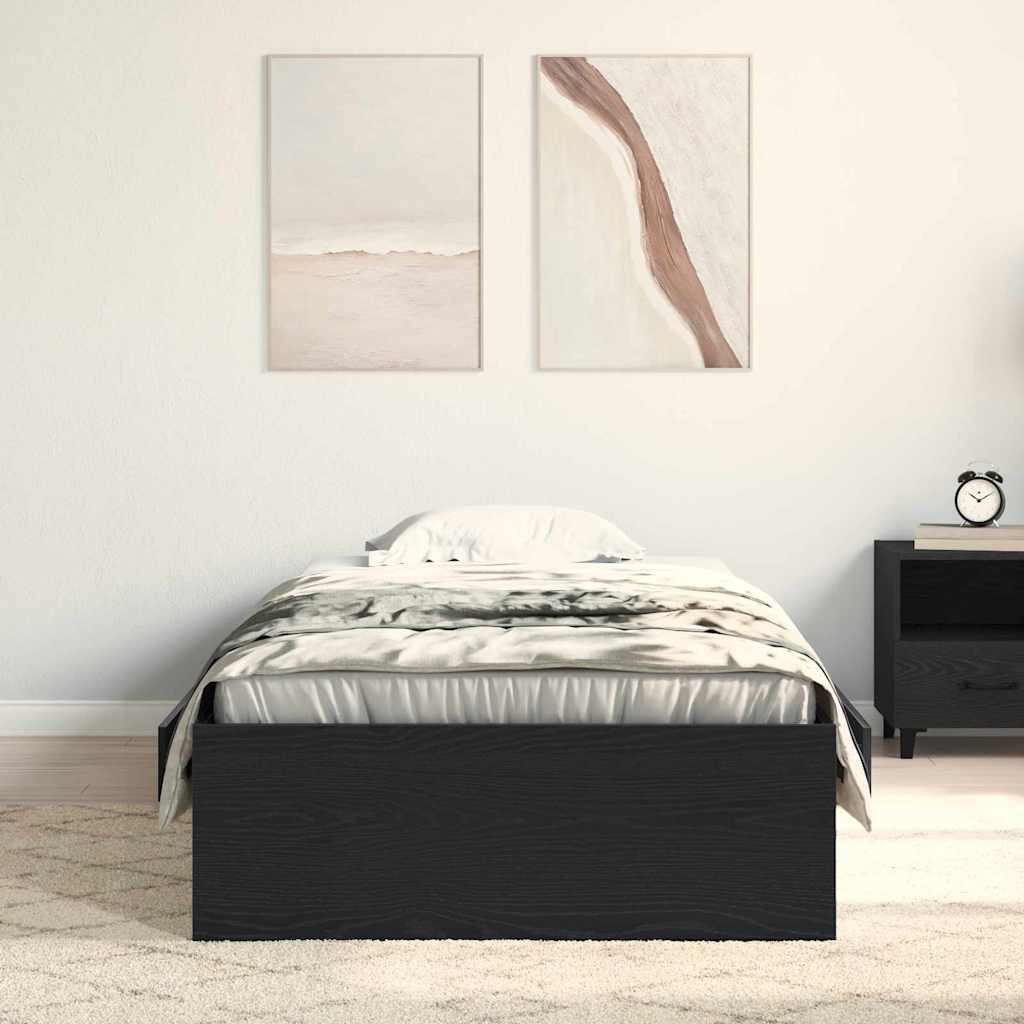 Bed Frame with Drawer Black Oak 90 x 200 cm Engineered Wood