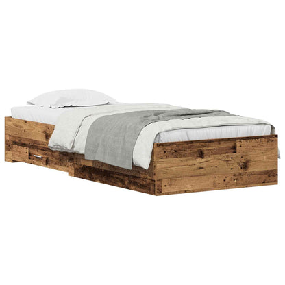 Bed Frame with Drawer Old Wood 90 x 190 cm Engineered Wood