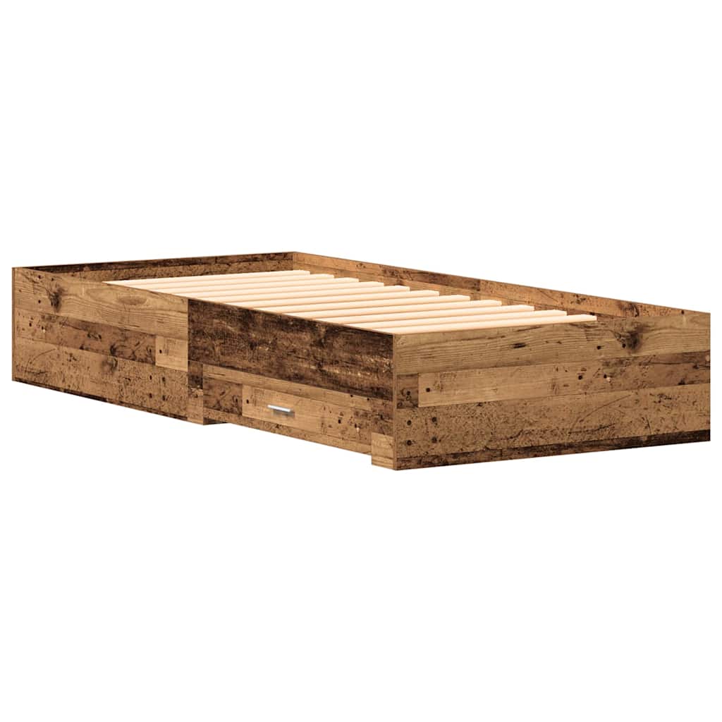 Bed Frame with Drawer Old Wood 90 x 190 cm Engineered Wood