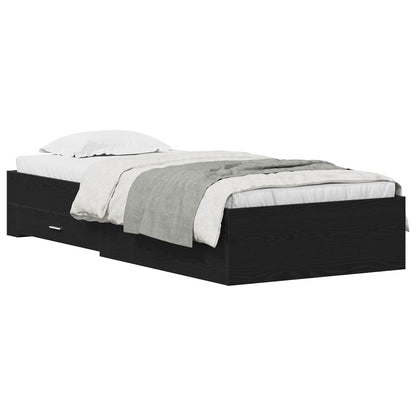 Bed Frame with Drawer Black Oak 90 x 190 cm Engineered Wood