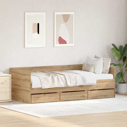 Daybed with Drawer Artisan Oak 90 x 200 cm Engineered Wood