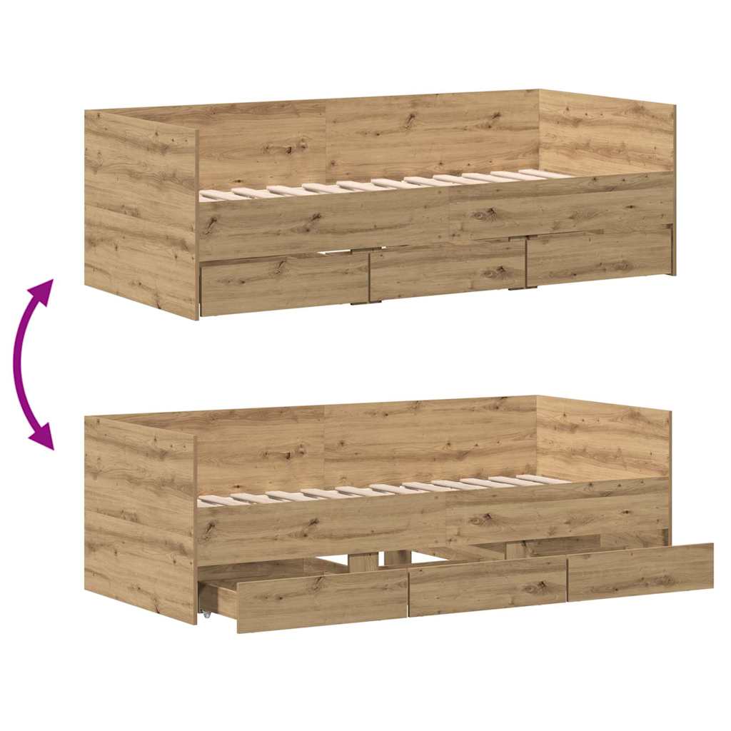 Daybed with Drawer Artisan Oak 90 x 200 cm Engineered Wood