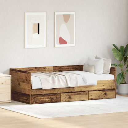 Daybed with Headboard Old Wood 90 x 190 cm Engineered Wood