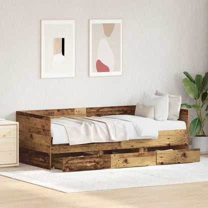 Daybed with Headboard Old Wood 90 x 190 cm Engineered Wood