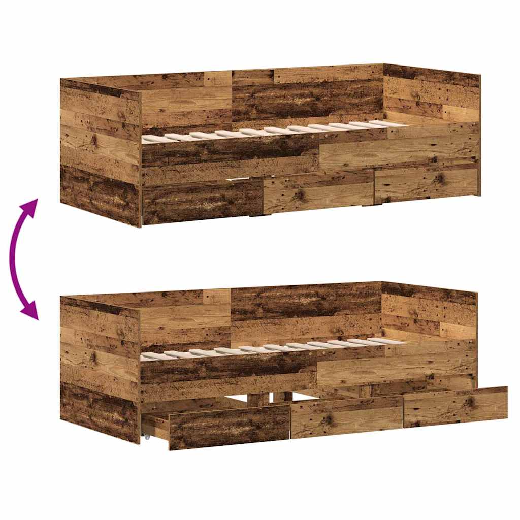 Daybed with Headboard Old Wood 90 x 190 cm Engineered Wood