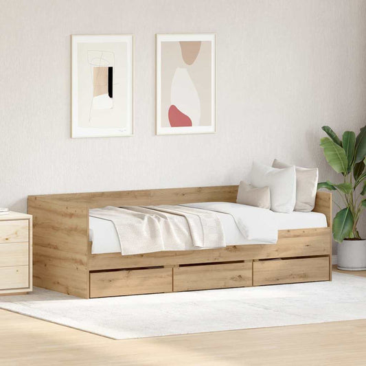 Daybed with Drawer Artisan Oak 90 x 190 cm Engineered Wood