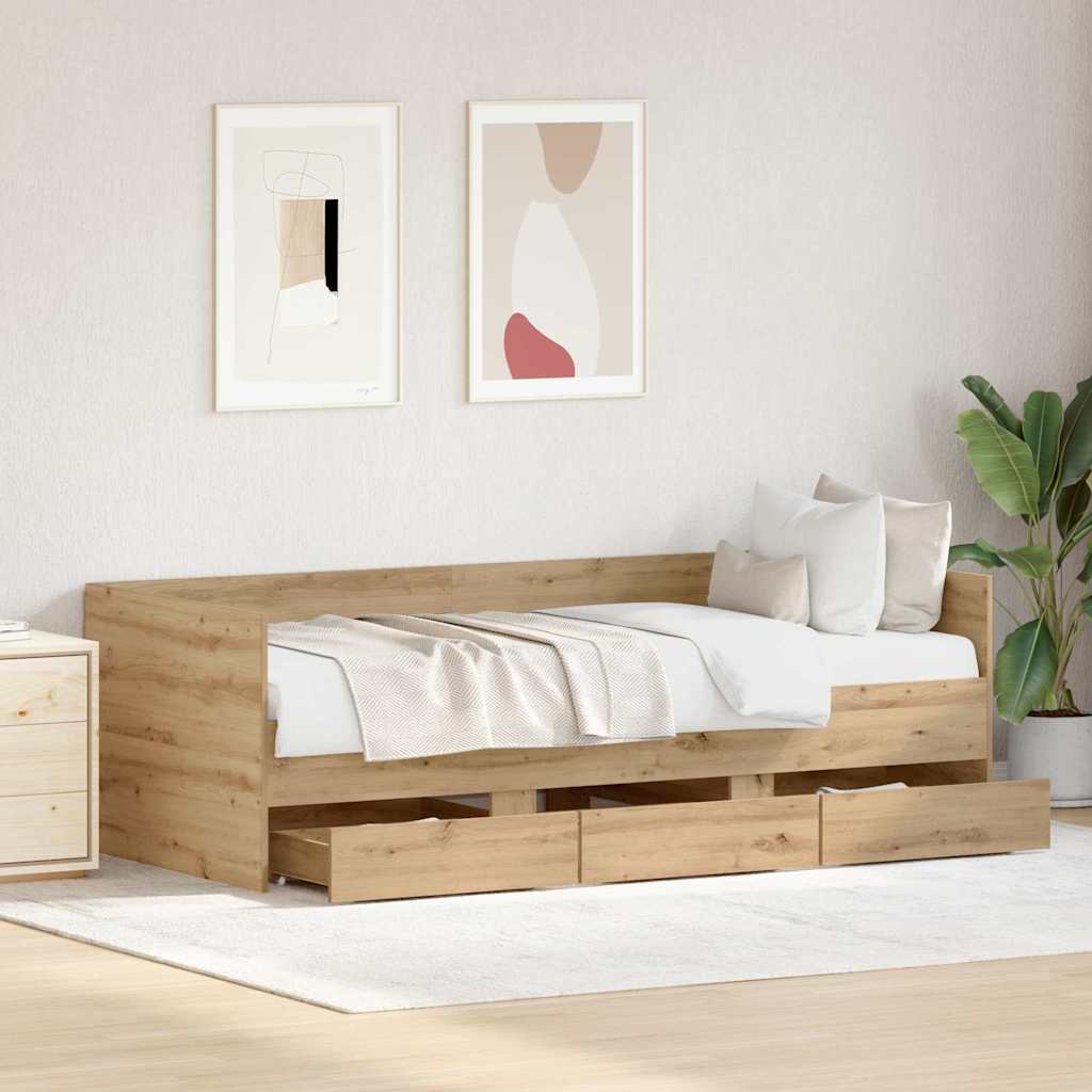 Daybed with Drawer Artisan Oak 90 x 190 cm Engineered Wood