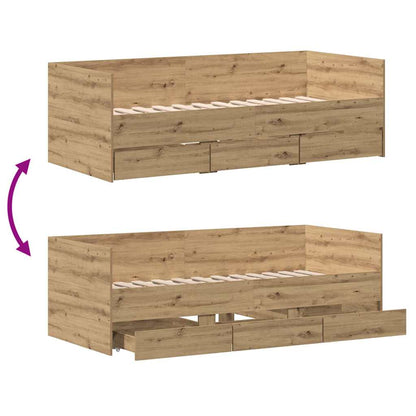 Daybed with Drawer Artisan Oak 90 x 190 cm Engineered Wood