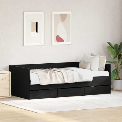 Daybed with Headboard Black Oak 90 x 190 cm Engineered Wood