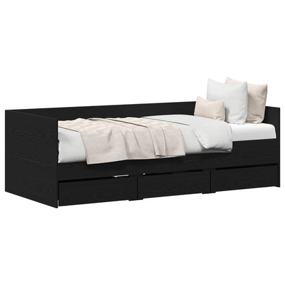 Daybed with Headboard Black Oak 90 x 190 cm Engineered Wood