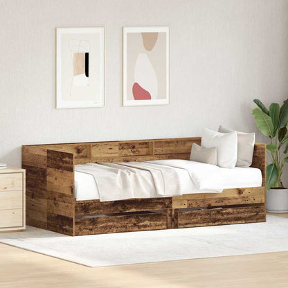 Daybed with Headboard Old Wood 90 x 200 cm Engineered Wood