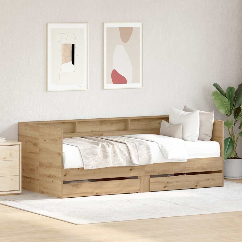 Daybed with Drawer Artisan Oak 90 x 200 cm Engineered Wood