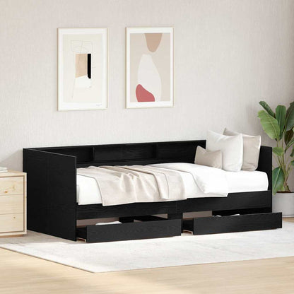 Daybed with Headboard Black Oak 90 x 200 cm Engineered Wood