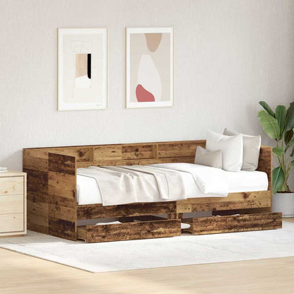 Daybed with Headboard Old Wood 90 x 190 cm Engineered Wood