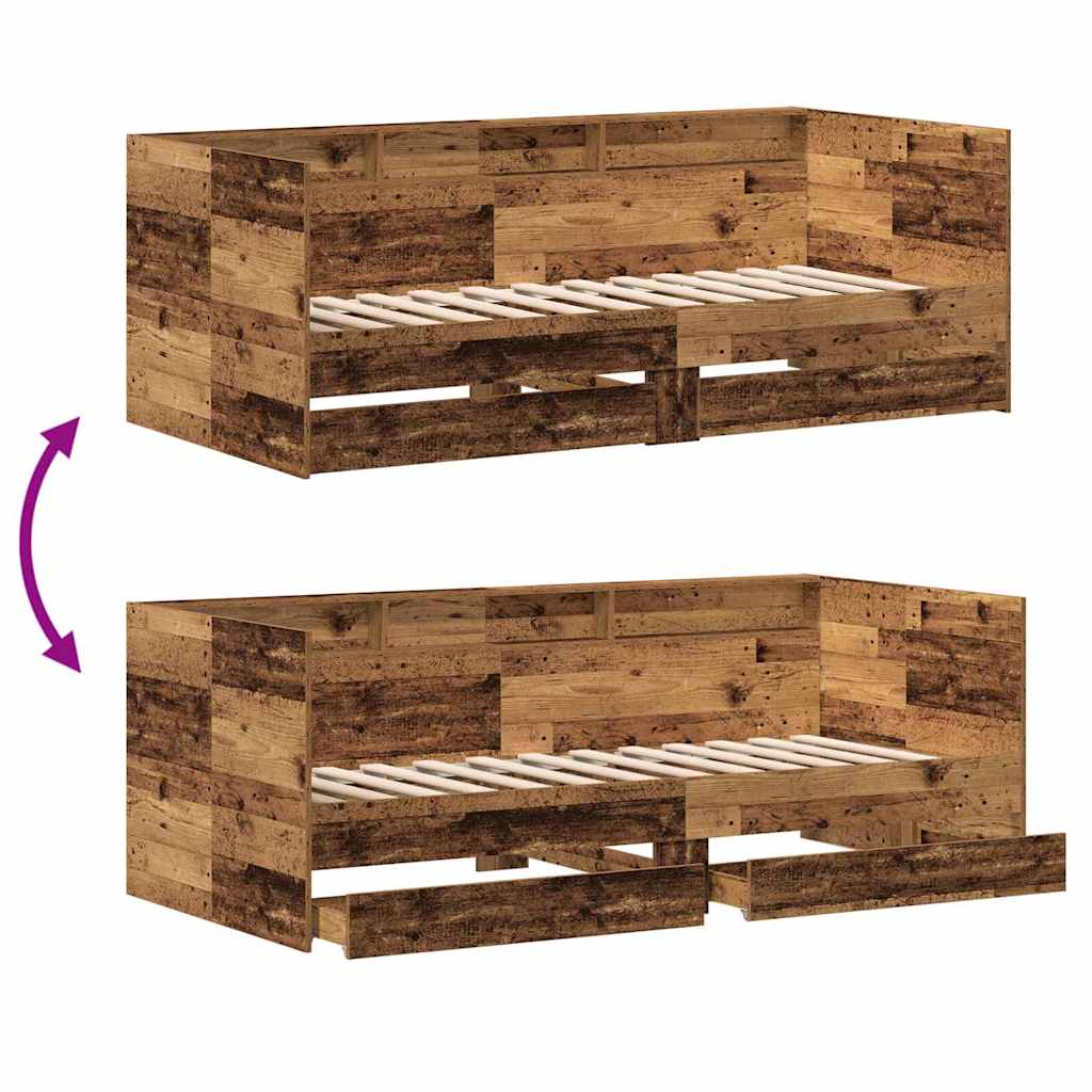 Daybed with Headboard Old Wood 90 x 190 cm Engineered Wood