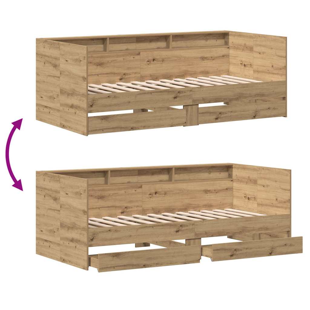 Daybed with Drawer Artisan Oak 90 x 190 cm Engineered Wood